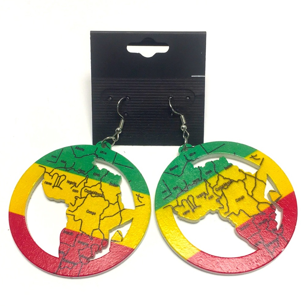 2/$15 Wooden Africa Earrings